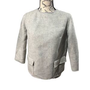 Talbots Women's Gray Wool Felt Long Sleeve Button Back Blazer Jacket Size 2 NWOT